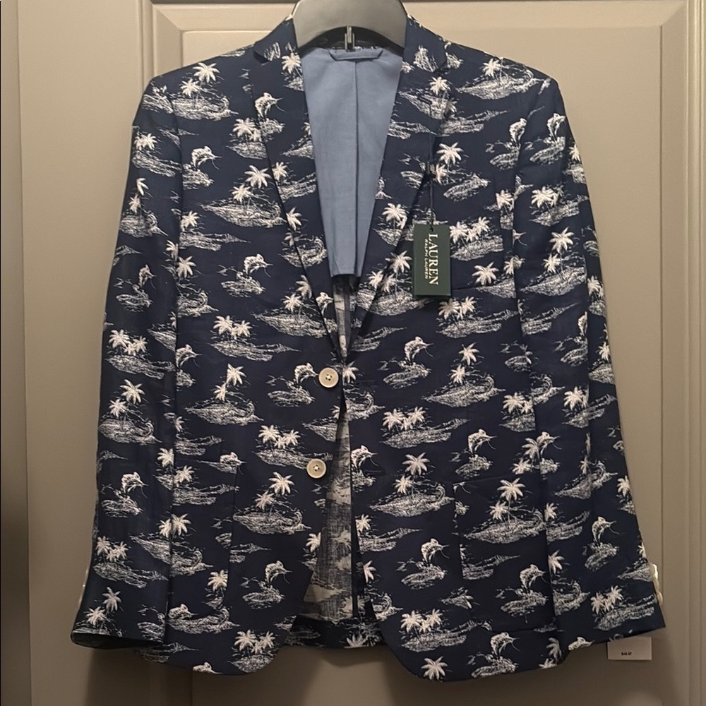 Ralph Lauren Tropical Print Blazer in Navy and White
